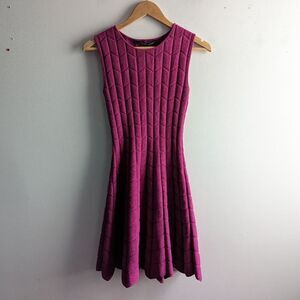 Antonino Valenti magenta pink wool chenille textured web sleeveless mini dress
